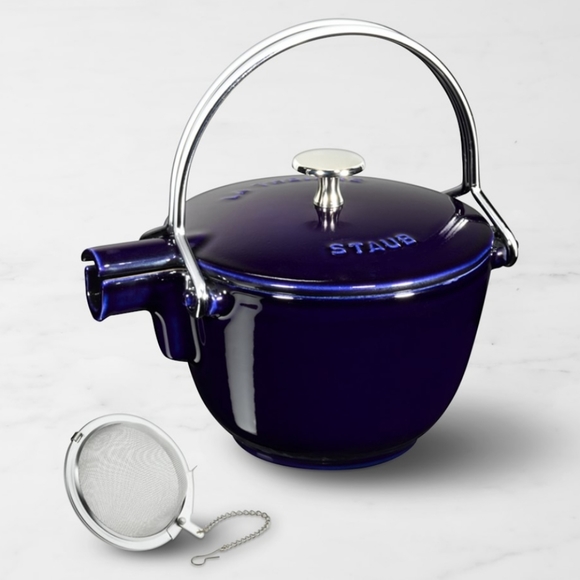 Staub Kitchen Staub Enameled Cast Iron Round Tea Kettle Blue Qt